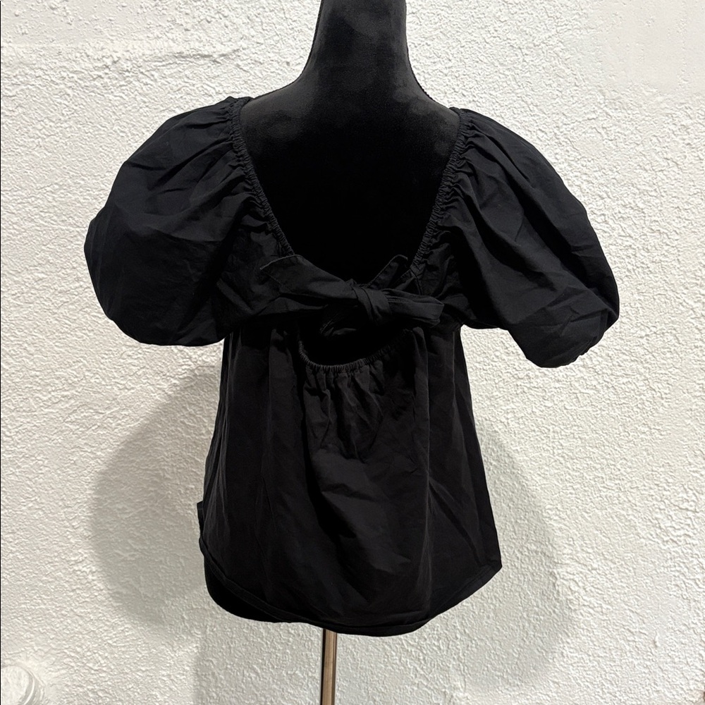 Black Puff Sleeve Blouse Size X-Large - Picture 7 of 7